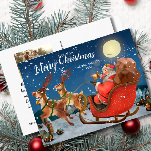 ヴィンテージクリスマスサンタカスタムレー家族の写真 ポストカード