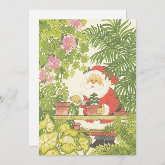 ヴィンテージクリスマスサンタガーデニング シーズンカード (正面/裏面)
