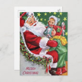ヴィンテージクリスマスサンタキッドホリディポストカード シーズンポストカード (正面/裏面)