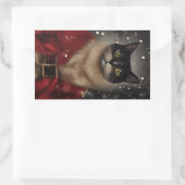 ヴィンテージクリスマスサンタキャットシール 長方形シール (バッグ)