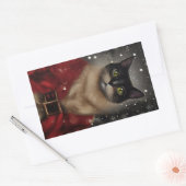 ヴィンテージクリスマスサンタキャットシール 長方形シール (封筒)