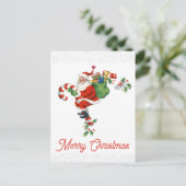 ヴィンテージクリスマスサンタキャンディーキーススノーフレーク ポストカード (スタンド正面)