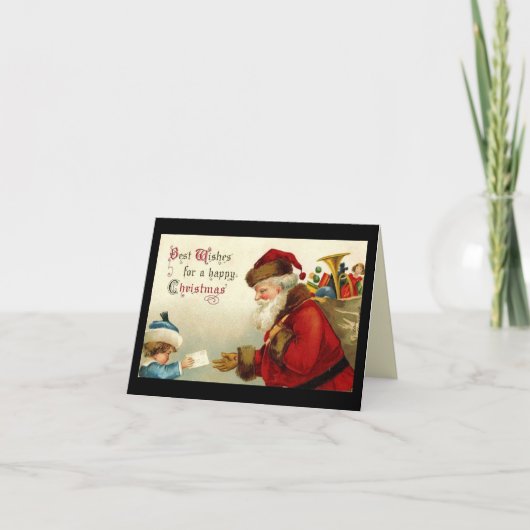 ヴィンテージクリスマスサンタギフト男の赤ちゃん与えレター シーズンカード (正面)