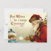 ヴィンテージクリスマスサンタギフト男の赤ちゃん与えレター シーズンカード (正面)