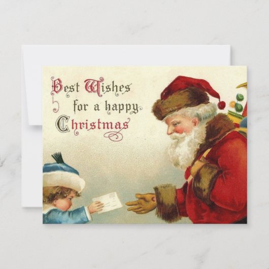 ヴィンテージクリスマスサンタギフト男の赤ちゃん与えレター シーズンカード (正面)