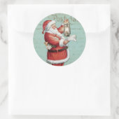 ヴィンテージクリスマスサンタクロスブルーアンティークホリデイ ラウンドシール (バッグ)