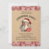 ヴィンテージクリスマスサンタクロスホリデーパーティー 招待状 (正面)