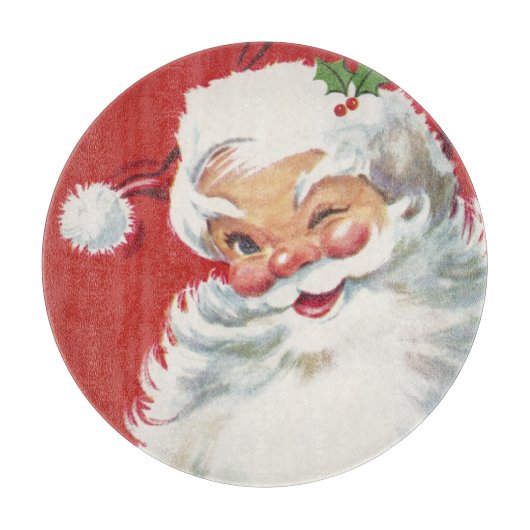 ヴィンテージクリスマスサンタクロースすてきとウィンキング カッティングボード (正面)