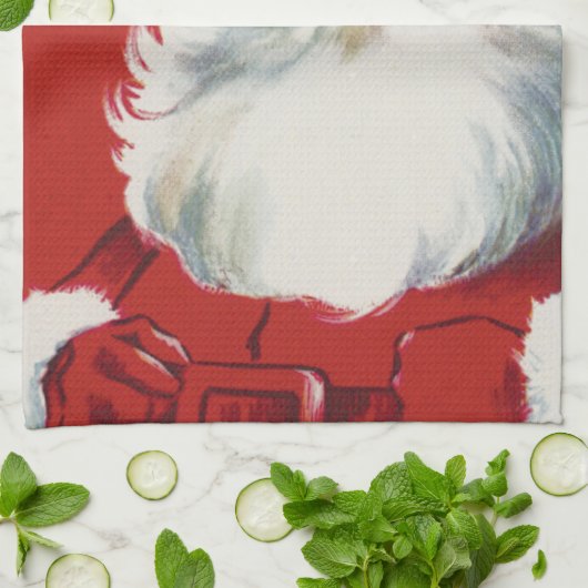 ヴィンテージクリスマスサンタクロースすてきとウィンキング キッチンタオル (折り畳み)