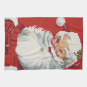 ヴィンテージクリスマスサンタクロースすてきとウィンキング キッチンタオル (横)