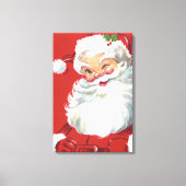 ヴィンテージクリスマスサンタクロースすてきとウィンキング キャンバスプリント (正面)