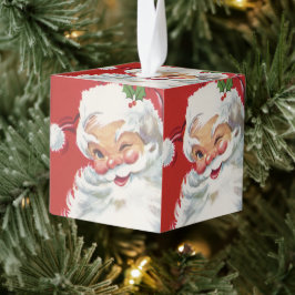 ヴィンテージクリスマスサンタクロースすてきとウィンキング キューブオーナメント