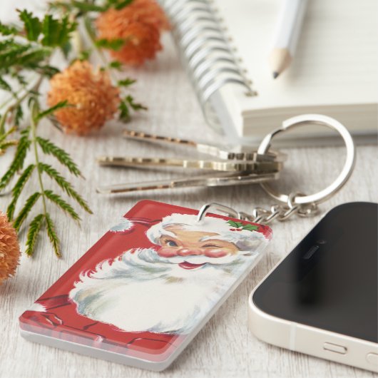 ヴィンテージクリスマスサンタクロースすてきとウィンキング キーホルダー (正面右)