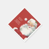 ヴィンテージクリスマスサンタクロースすてきとウィンキング スタンダードカクテルナプキン (角)