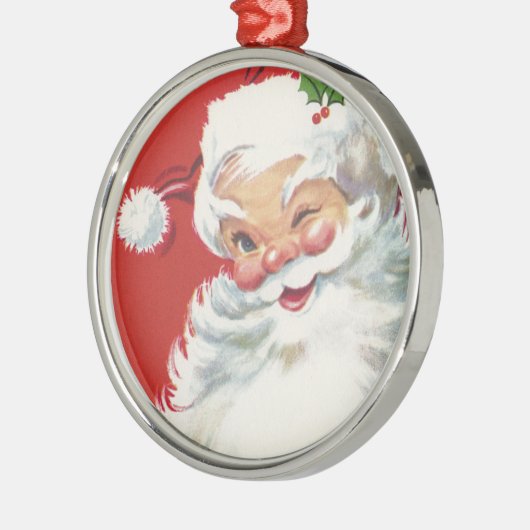 ヴィンテージクリスマスサンタクロースすてきとウィンキング メタルオーナメント (左)