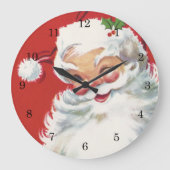 ヴィンテージクリスマスサンタクロースすてきとウィンキング ラージ壁時計 (正面)