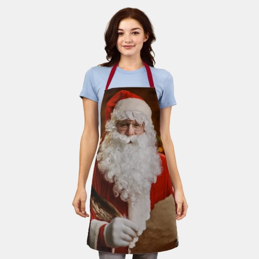 ヴィンテージクリスマスサンタクロースすてきセントニック エプロン (着用した状態)