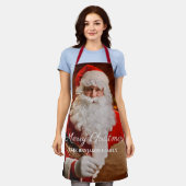 ヴィンテージクリスマスサンタクロースすてきパーソナライズ エプロン (着用した状態)