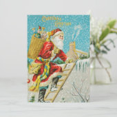 ヴィンテージクリスマスサンタクロースとギフト冬 シーズンカード (スタンド正面)