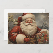 ヴィンテージクリスマスサンタクロースとギフト シーズンポストカード (正面/裏面)