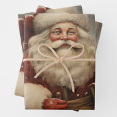 ヴィンテージクリスマスサンタクロースとギフト ラッピングペーパーシート (インサイチュ)