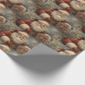 ヴィンテージクリスマスサンタクロースとギフト ラッピングペーパー (角)