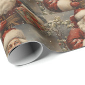 ヴィンテージクリスマスサンタクロースとギフト ラッピングペーパー (ロールコーナー)