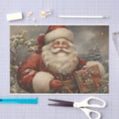 ヴィンテージクリスマスサンタクロースとギフト 薄葉紙 (クラフト)