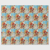 ヴィンテージクリスマスサンタクロースとプレゼント ラッピングペーパー (フラット)