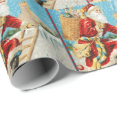 ヴィンテージクリスマスサンタクロースとプレゼント ラッピングペーパー (ロールコーナー)