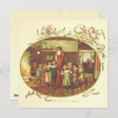 ヴィンテージクリスマスサンタクロースと子ども シーズンカード (正面/裏面)