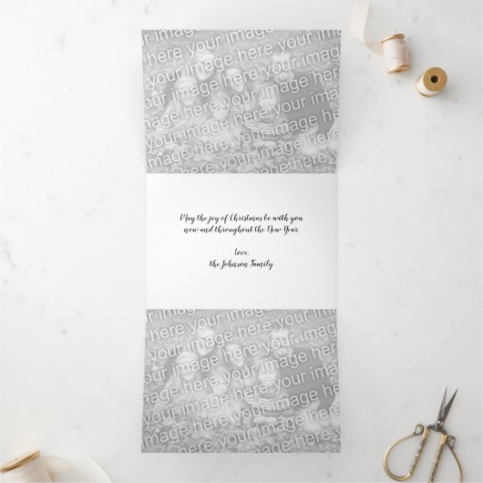 ヴィンテージクリスマスサンタクロースと小人 三つ折りクリスマスカード (内部)