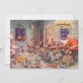 ヴィンテージクリスマスサンタクロースと小妖精や小人招待状 招待状 (正面)