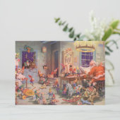 ヴィンテージクリスマスサンタクロースと小妖精や小人招待状 招待状 (スタンド正面)