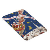 ヴィンテージクリスマスサンタクロースと空飛ぶトナカイ マグネット (右側)