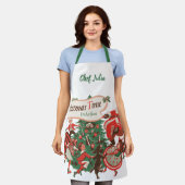 ヴィンテージクリスマスサンタクロースと踊りの子供 エプロン (着用した状態)