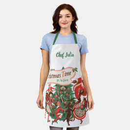 ヴィンテージクリスマスサンタクロースと踊りの子供 エプロン