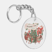 ヴィンテージクリスマスサンタクロースと踊りの子供 キーホルダー (正面左)