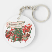 ヴィンテージクリスマスサンタクロースと踊りの子供 キーホルダー (裏面)