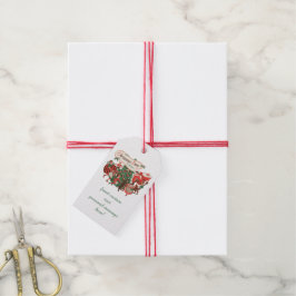 ヴィンテージクリスマスサンタクロースと踊りの子供 ギフトタグ