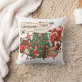 ヴィンテージクリスマスサンタクロースと踊りの子供 クッション (ブランケット)