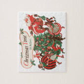 ヴィンテージクリスマスサンタクロースと踊りの子供 ジグソーパズル (縦)