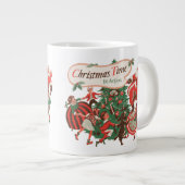 ヴィンテージクリスマスサンタクロースと踊りの子供 ジャンボコーヒーマグカップ (正面右)