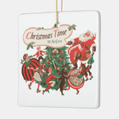 ヴィンテージクリスマスサンタクロースと踊りの子供 セラミックオーナメント (左)