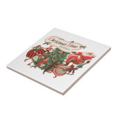 ヴィンテージクリスマスサンタクロースと踊りの子供 タイル (側面)