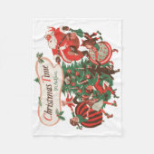 ヴィンテージクリスマスサンタクロースと踊りの子供 フリースブランケット (正面)