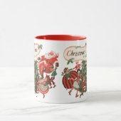 ヴィンテージクリスマスサンタクロースと踊りの子供 マグカップ (中央)