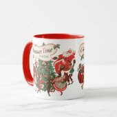 ヴィンテージクリスマスサンタクロースと踊りの子供 マグカップ (正面左)