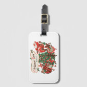 ヴィンテージクリスマスサンタクロースと踊りの子供 ラゲッジタグ (正面縦)