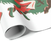 ヴィンテージクリスマスサンタクロースと踊りの子供 ラッピングペーパー (ロールコーナー)